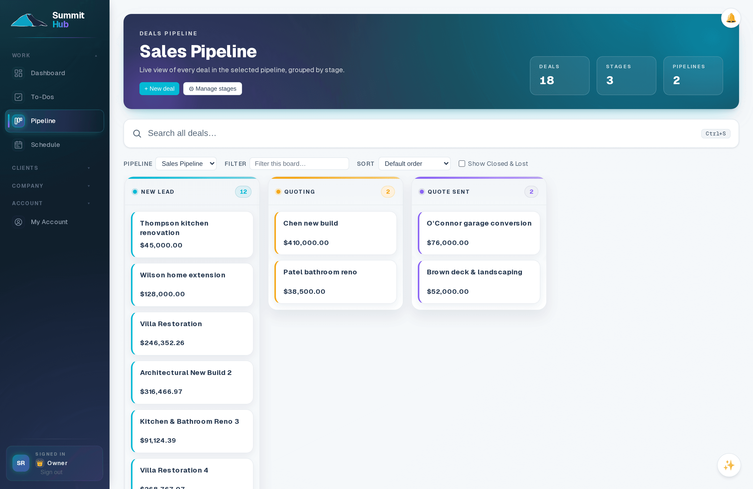 Summit Hub staff pipeline board